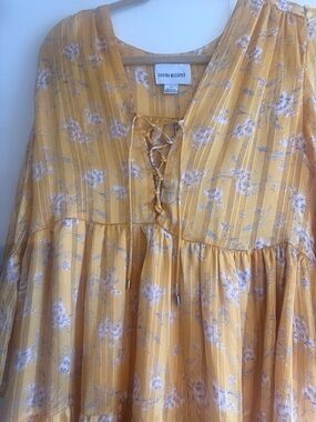 Sabina Musayev Yellow Floral Lace-Up Boho Dress